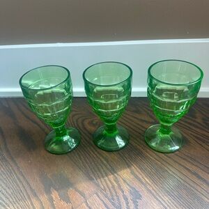 Set of Green Uranium Footed Goblets.